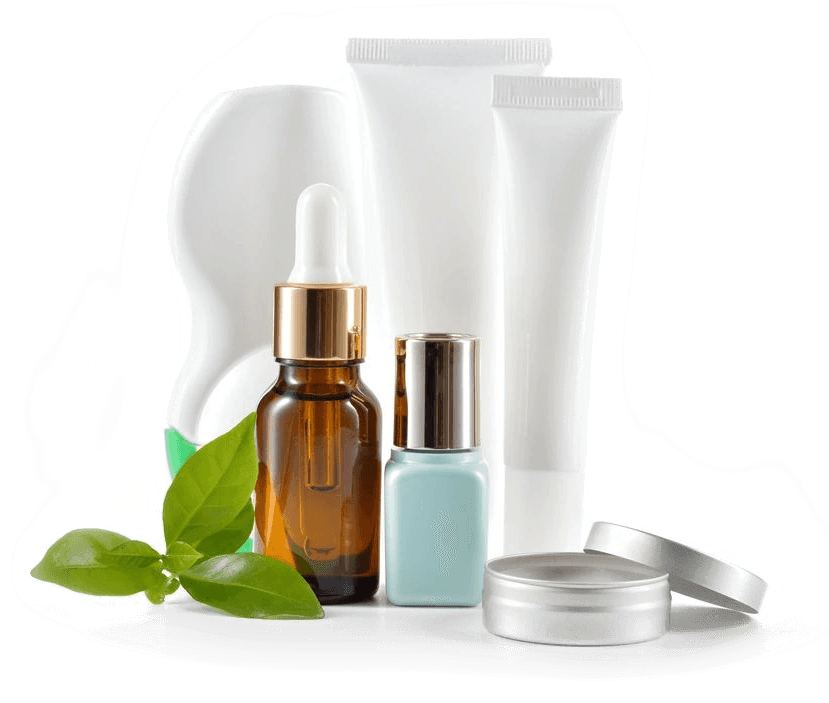 Daily care cosmetics on white background